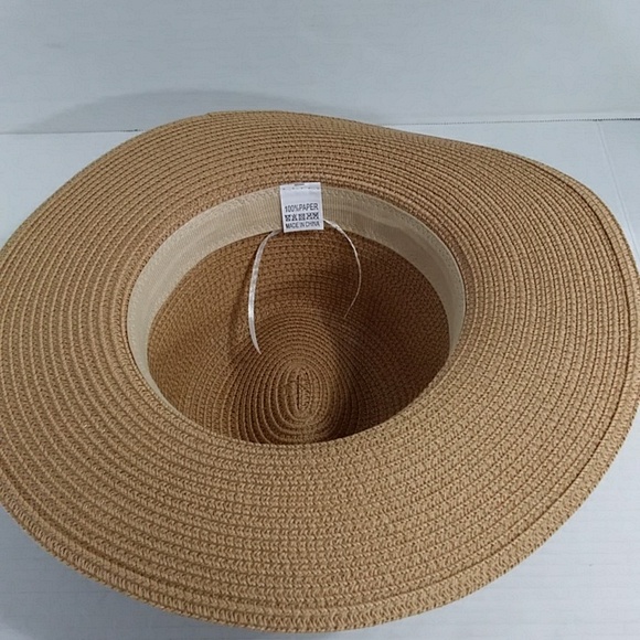 Women's Tan With Brown Band Straw Hat *NWOT* - Picture 6 of 8
